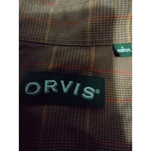 Orvis Shirt Long Sleeve Mens Large‎ Brown Check Shacket - Picture 4 of 6